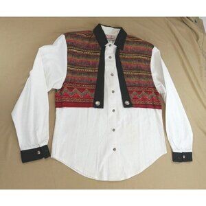 CircleT by Marilyn Lenox Vintage Cowboy Cowgirl Western Vest Shirt Size Medium